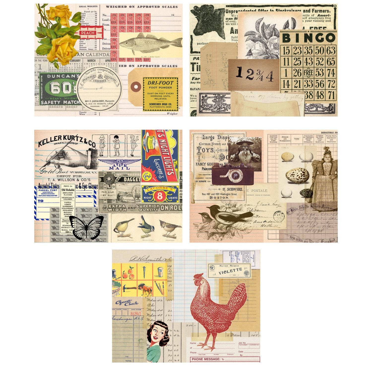 Digital Ephemera Collage Sheets Collection 1 for Junk Journals and ...
