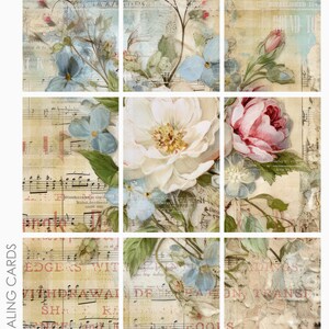 Shabby Chic 25 Supports mixtes ATC ACEO Project Life Feuille de collage d'arrière-plans de cartes pour la journalisation indésirable
