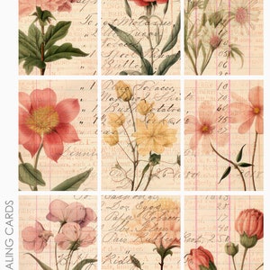 Feuille de collage d'arrière-plans de cartes de journalisation Project Life ATC ACEO de Botanicals 3 vintage pour la journalisation indésirable