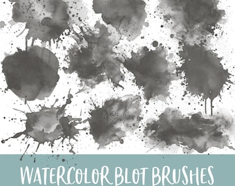 Watercolor Blots Brushes for Photoshop and Procreate with PNG Files for Commercial Use