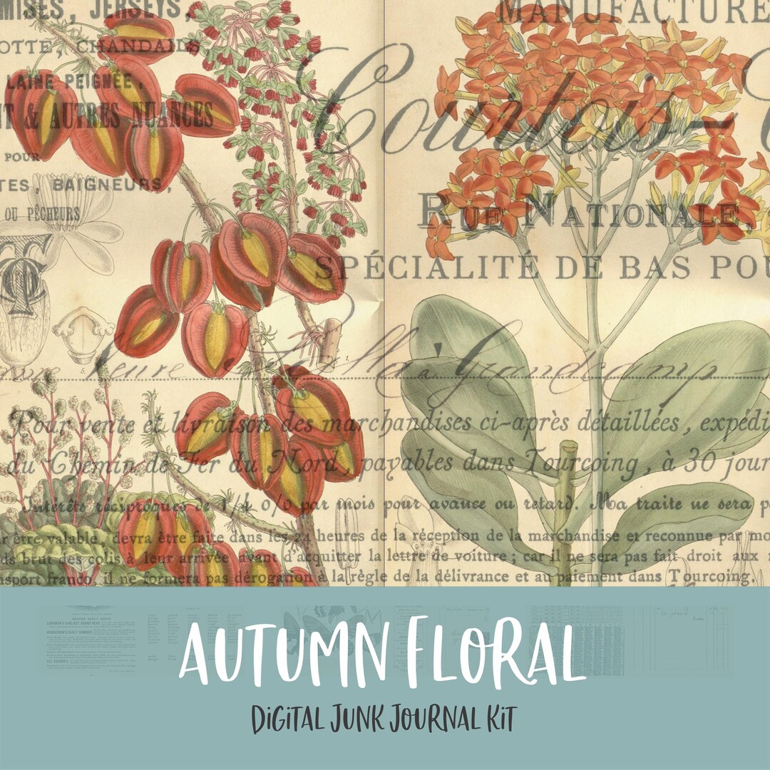 Autumn Floral Digital Printable Junk Journal Kit - Etsy