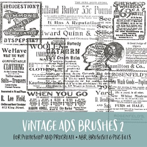 Vintage Ads 2 Brushes para Photoshop e Procreate com arquivos PNG para uso comercial