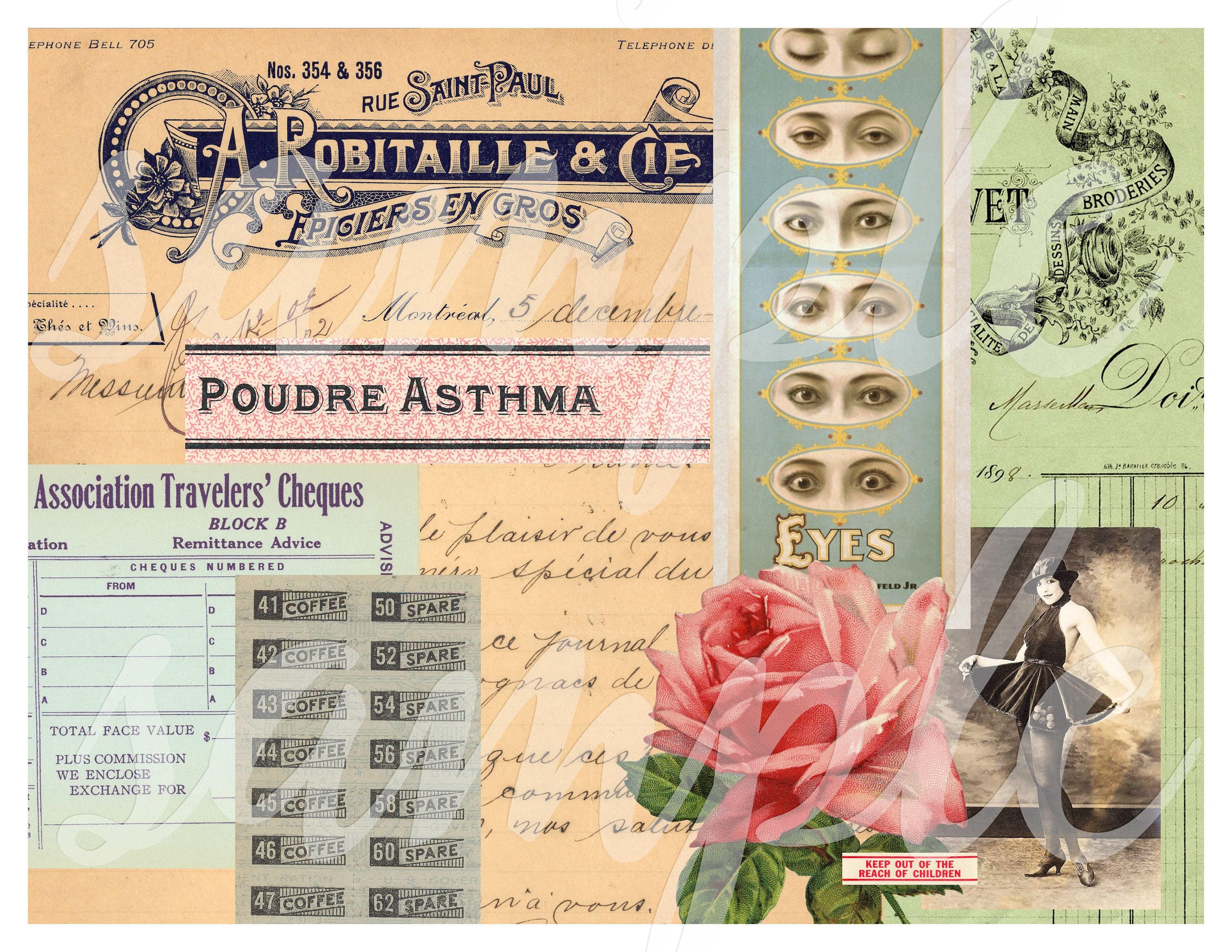Digital Ephemera Collage Sheet Printable No. 9 for Junk Journals and ...