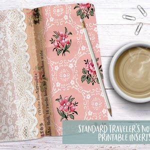 Shabby Floral Digital Travelers Notebook Printable Inserts