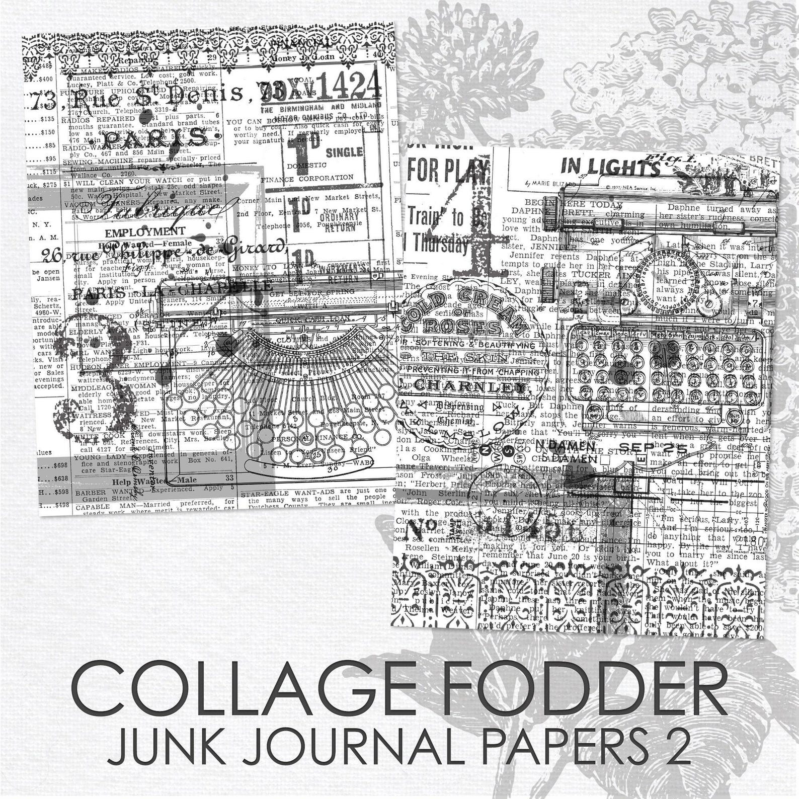 Journal Fodder Collage Fodder 2 Printable Digital Background and Journal Papers Junk ...