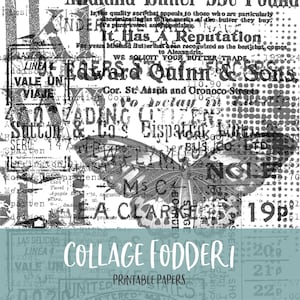 Collage Fodder 1 Printable Digital Background and Journal Papers Junk Journal Kit