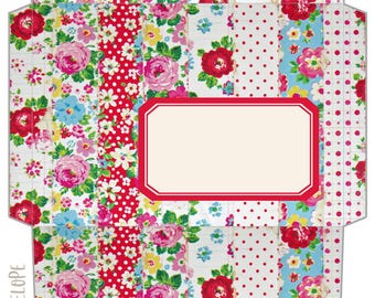 Floral Quilt 1 Printable Envelope - 5x7 Folded Size