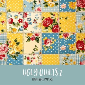 Ugly Quilts 2 Printable Digital Background and Journal Papers Junk Journal Kit