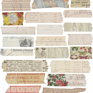 印刷、アートジャーナリング、ミックスメディア、デジタルスクラップブッキング用のOld Paper 1デジタル和紙テープ