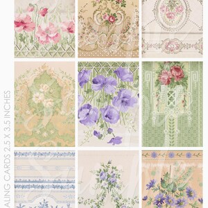 Papel tapiz vintage ATC ACEO Project Life Journaling, fondos de tarjetas, hojas de collage 11 para Junk Journaling