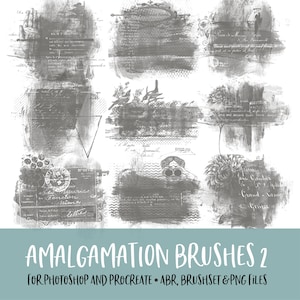 Amalgamation 2 Photoshop and Procreate-penselen met png-bestanden voor commercieel gebruik