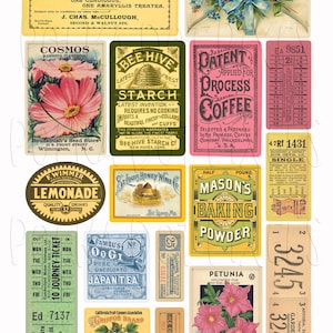 Spring Garden Printable Ephemera Stickers Fussy Cuts Collage Sheet For Junk Journaling, Digital Scrapbooking, Planners or Snail Mail