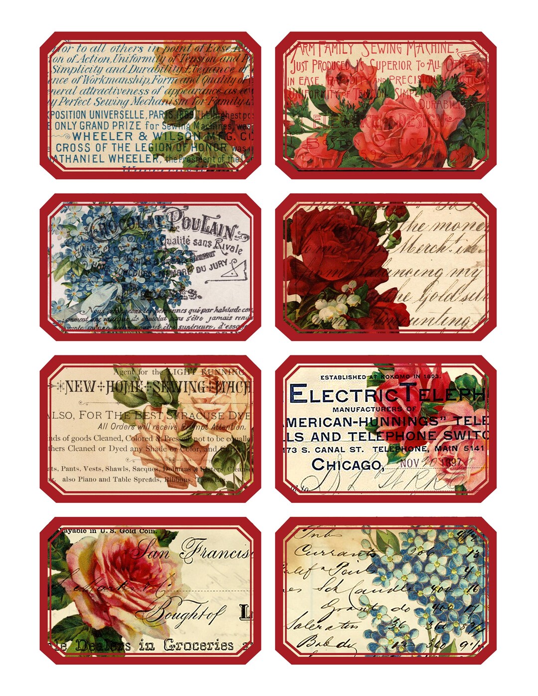 Flower Labels 1 Printable Labels Collage Sheet for Junk Journaling ...