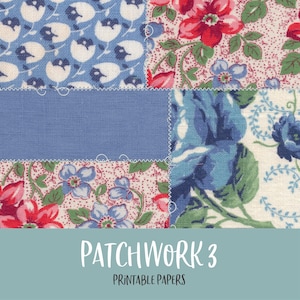 Patchwork 3 Printable Digital Background and Journal Papers Junk Journal Kit