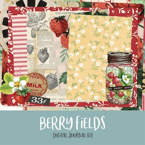 Digitale afdrukbare Junk Journal Kit van Berry Fields