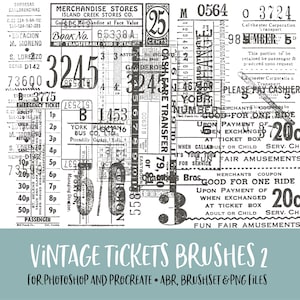 Vintage Tickets 2 Brushes pour Photoshop et Procreate avec des fichiers PNG pour un usage commercial