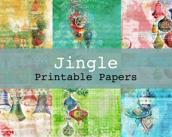 Jingle Druckbare digitale Hintergrund und Journal Papiere Junk Journal Kit