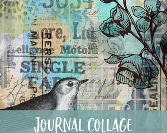 Journal Collage Printable Digital Background and Journal Papers Junk Journal Kit