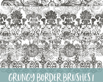 Grungy Borders 1 Photoshop and Procreate Brushes with PNG Files for Commercial Use
