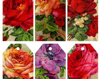 Vintage Florals 3 Printable Journaling Tags Collage Sheet for Junk Journals and Digital Scrapbooking