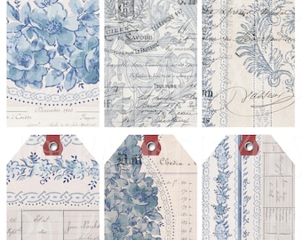 Bleue Journaling Tags Collage Sheet for Junk Journals