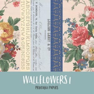 Wallflowers1 Printable Digital Background and Journal Papers Junk Journal Kit