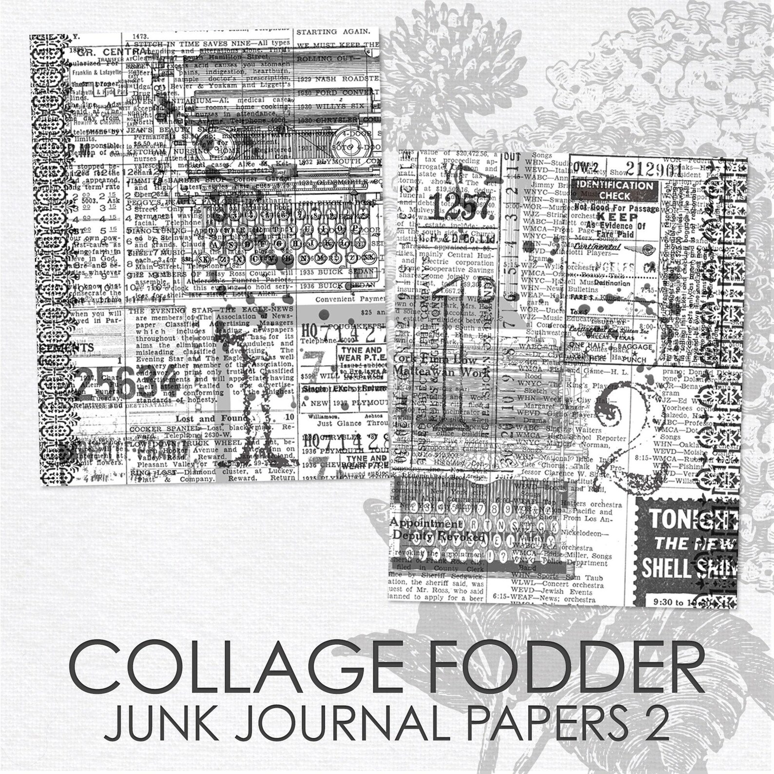 Journal Fodder Collage Fodder 2 Printable Digital Background and Journal Papers Junk ...
