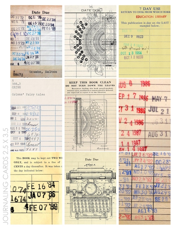 Ephemera Cards 15 Mixed Media ATC ACEO Project Life Journaling Card Backgrounds Collage Sheet for Junk Journaling