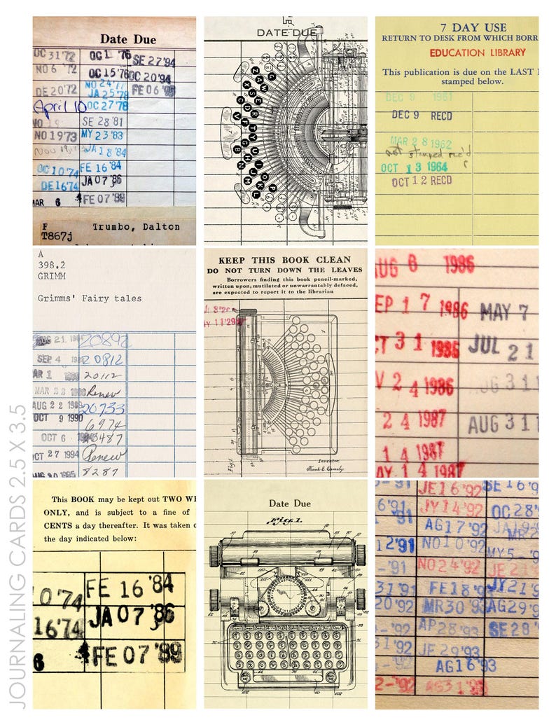 Tarjetas efímeras, 15 hojas de collage con fondos de Project Life Journaling, técnica mixta ATC ACEO, para diarios basura imagen 1