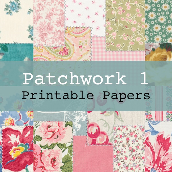 Patchwork 1 Printable Digital Background and Journal Papers Junk Journal Kit