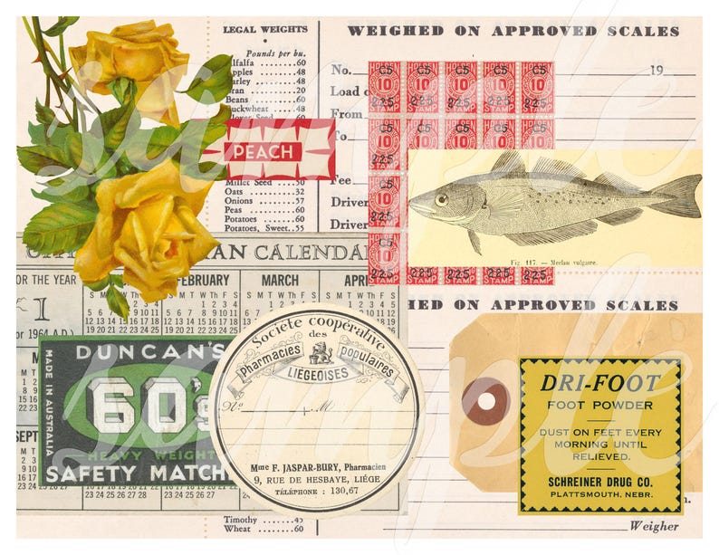 Digital Ephemera Collage Sheet Printable No. 4 for Junk Journals and ...