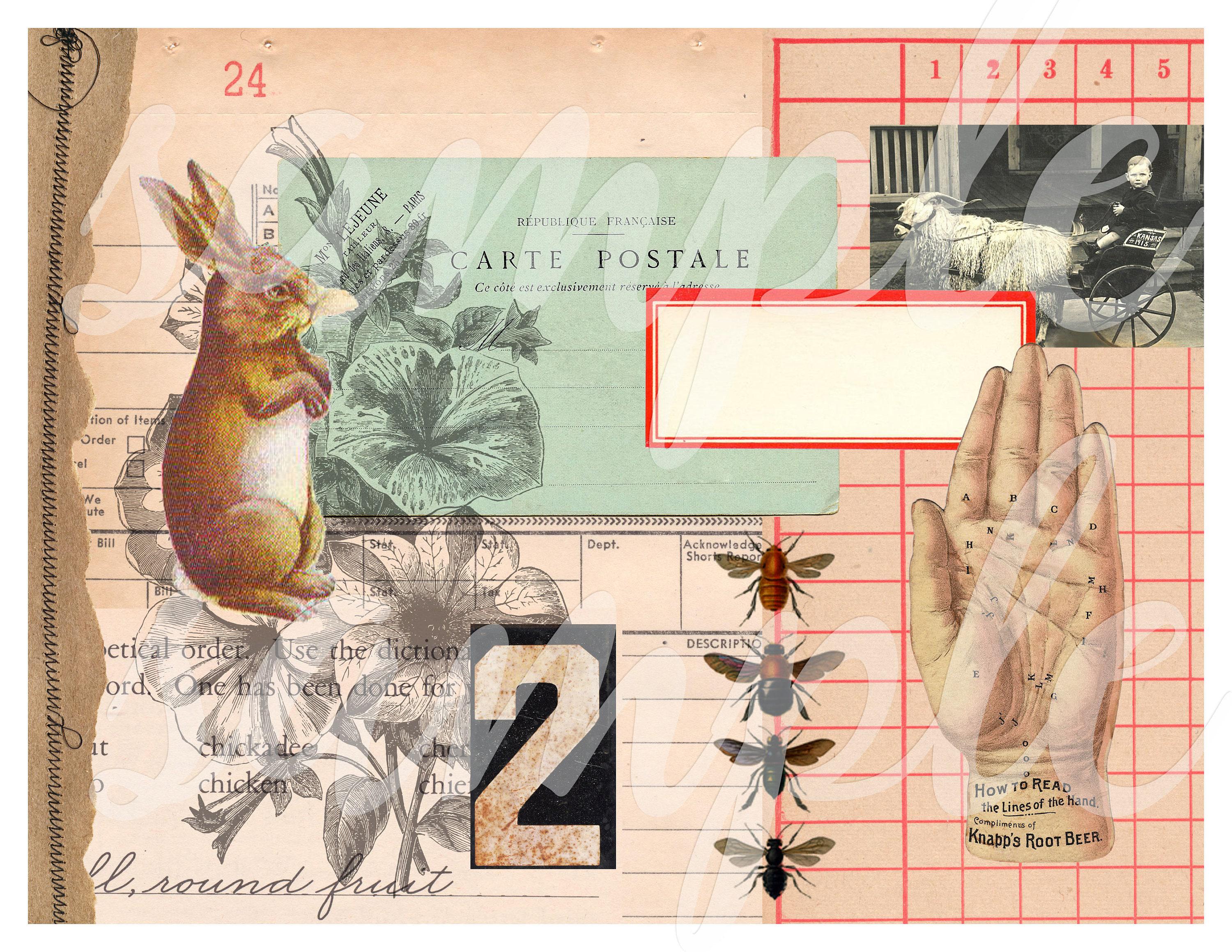Digital Ephemera Collage Sheet Printable No. 6 for Junk Journals and ...