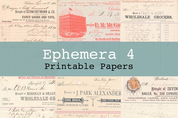 Ephemera Printable Digital Background and Journal Papers No. 4 | Etsy