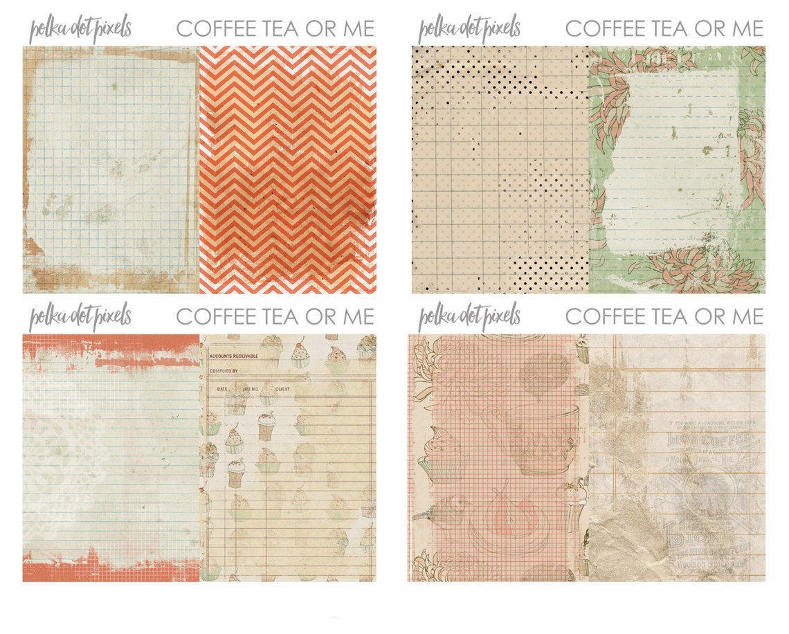 Coffee Tea or Me Digital Printable Junk Journal Kit Etsy