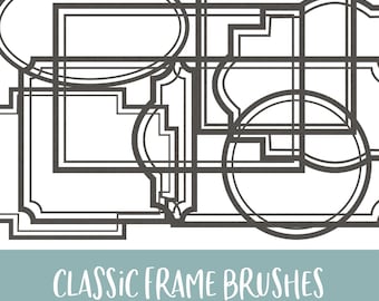 Klassieke lijsten Photoshop and Procreate-penselen met png-bestanden voor commercieel gebruik