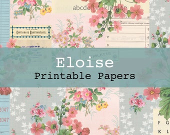 Eloise Wallpaper Collage Printable Digital Background and Journal Papers Junk Journal Kit