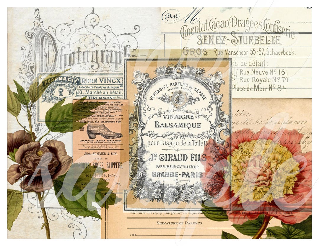 Digital Ephemera Collage Sheet Printable No. 8 for Junk Journals and ...