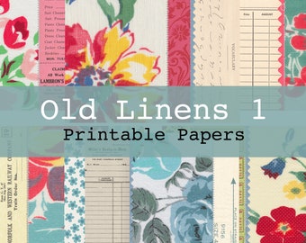 Old Linens 1 Printable Digital Background and Journal Papers Junk Journal Kit