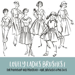 Lovely Ladies 1 Photoshop and Procreate Brushes with PNG Files for Commercial Use