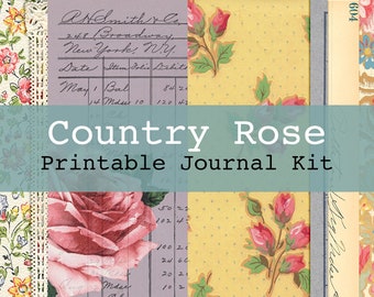 Country Rose Digital Printable Junk Journal Kit