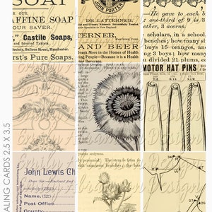Cartes éphémères 14 Carte de journalisation Project Life ATC ACEO Feuille de collage imprimable Ephemera pour la journalisation indésirable
