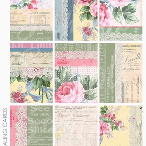 Collage français minable ATC ACEO Project Life Feuille de collage d'arrière-plans de cartes de journalisation pour journalisation indésirable