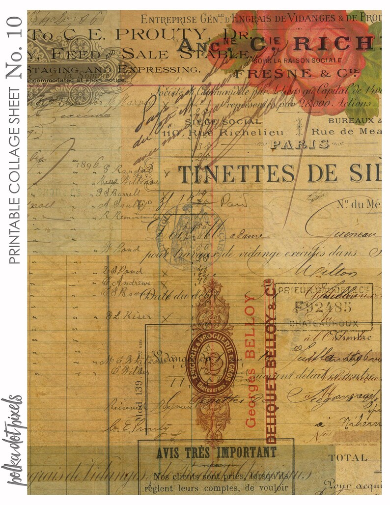Digital Collage Sheet Printable No. 10 for Junk Journals and Digital ...