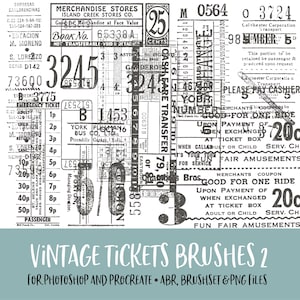 Vintage Tickets 2 Brushes for Photoshop and Procreate with PNG Files for Commercial Use