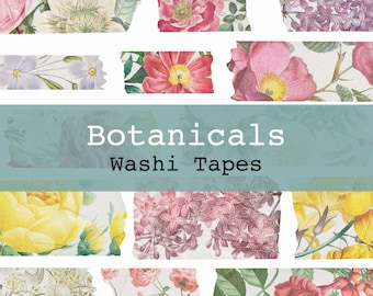 Botanicals Digital Washi Tape for Printing, Art Journaling, Mixed Media & Digital Scrapbooking