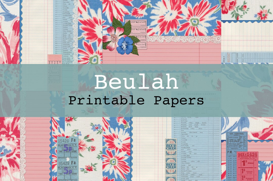 Beulah Printable Digital Background and Journal Papers Junk Etsy