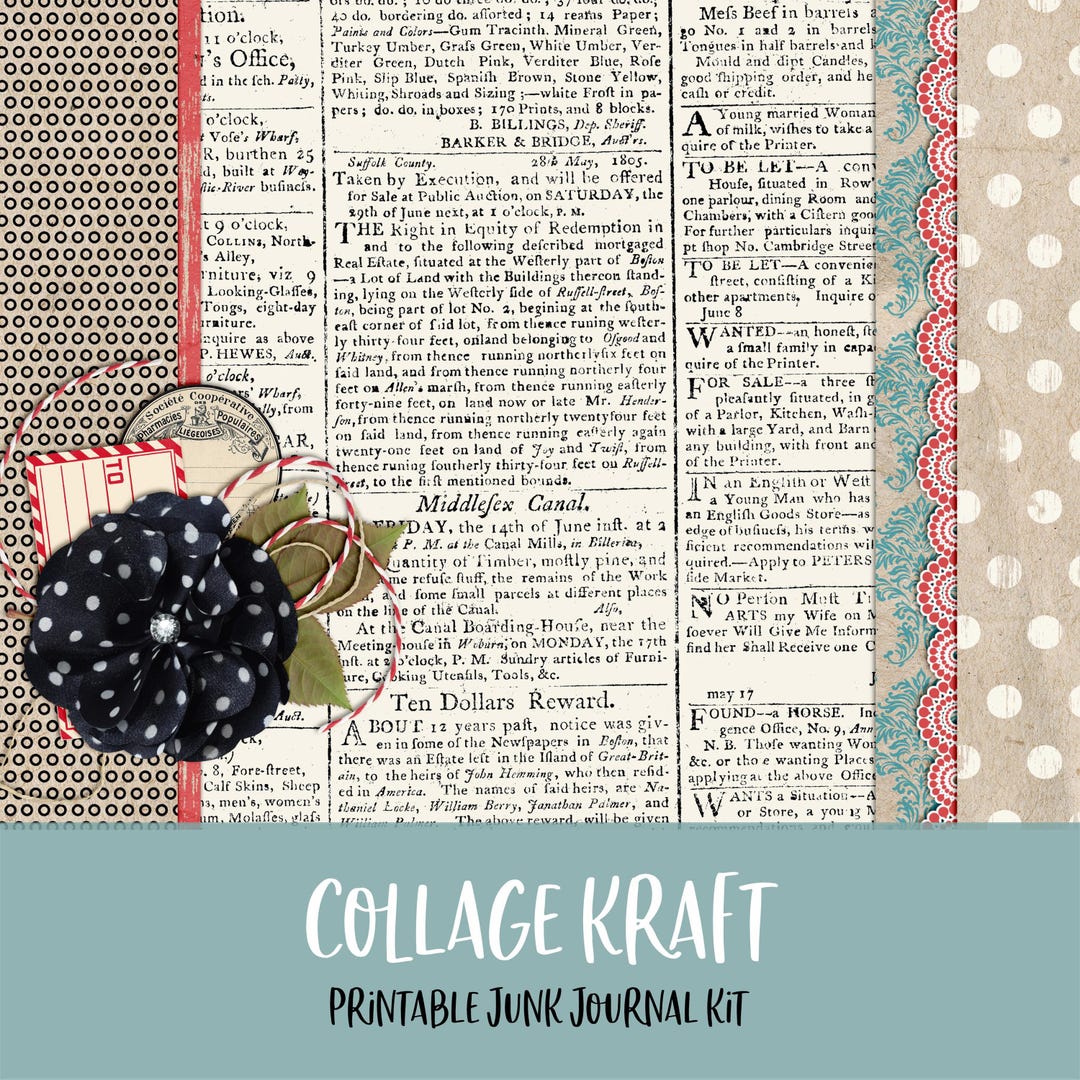 Collage Kraft Digital Printable Junk Journal Kit - Etsy