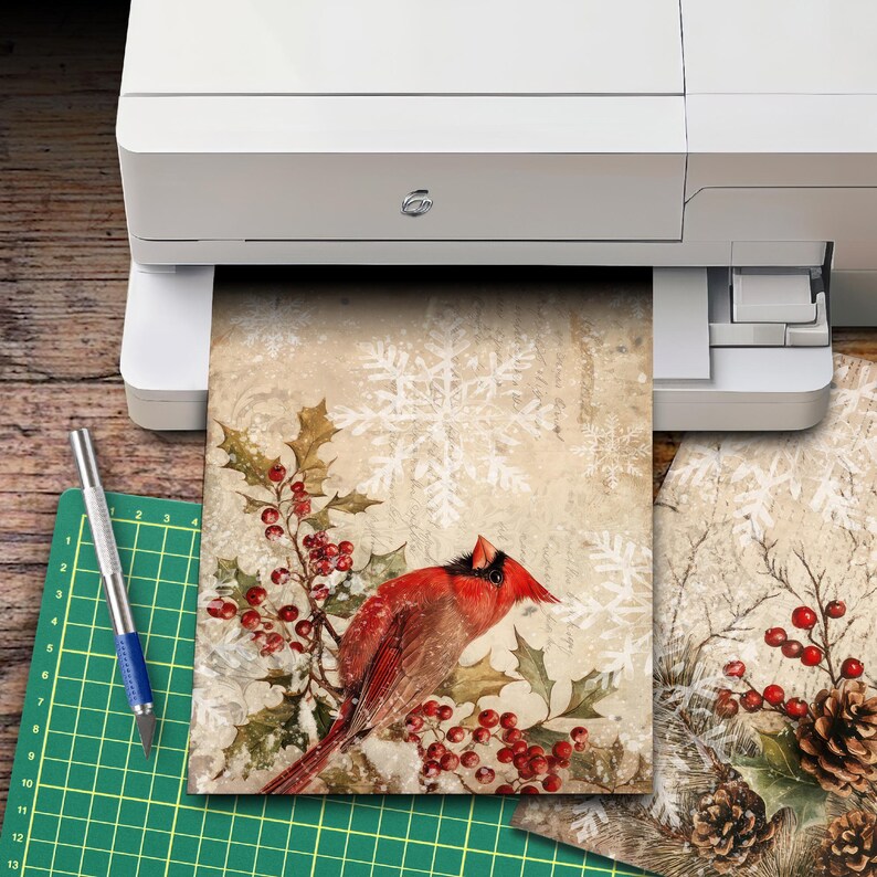 Snow Birds Printable Digital Background and Journal Papers Junk Journal ...