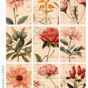 Vintage Botanicals 4 supports mixtes ATC ACEO Project Life feuille de collage d'arrière-plans de cartes de journalisation pour la journalisation indésirable