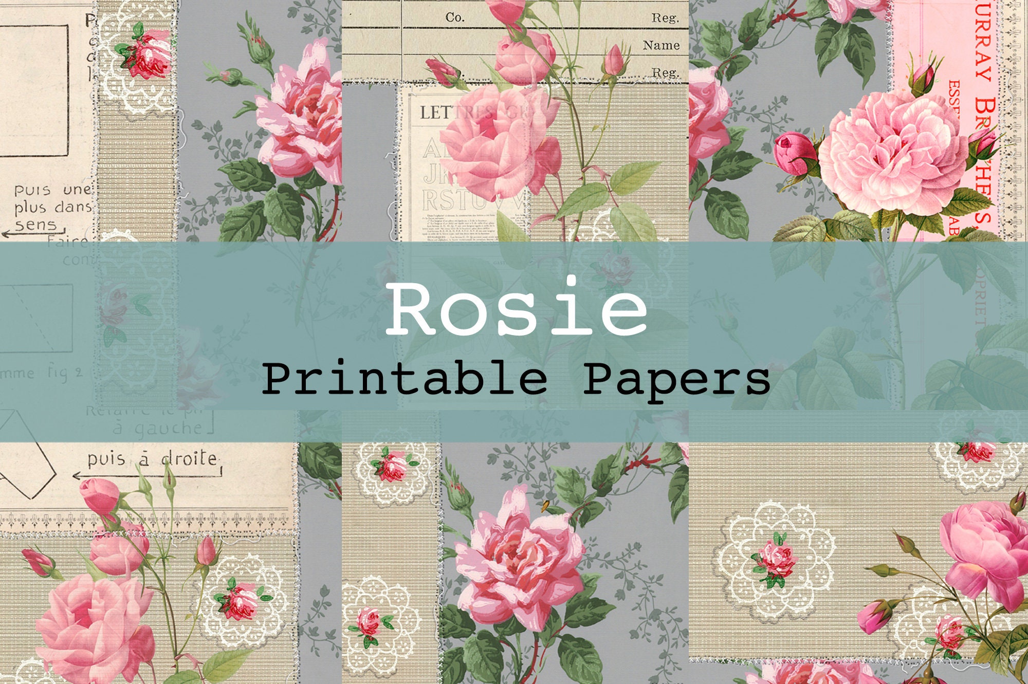 Rosie Wallpaper Collage Printable Digital Background and | Etsy